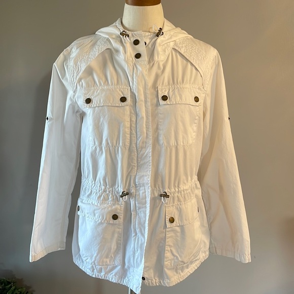 Michael Kors woman’s spring summer white 100% cotton jacket lightweight hood XS - Picture 1 of 15